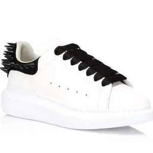 Authentic Alexander McQueen Larry Sneaker White Black Spikes EUC